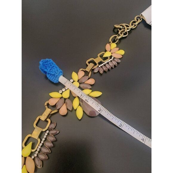 Erica Lyons NWT statement necklace yellow and rose pink - Picture 5 of 8